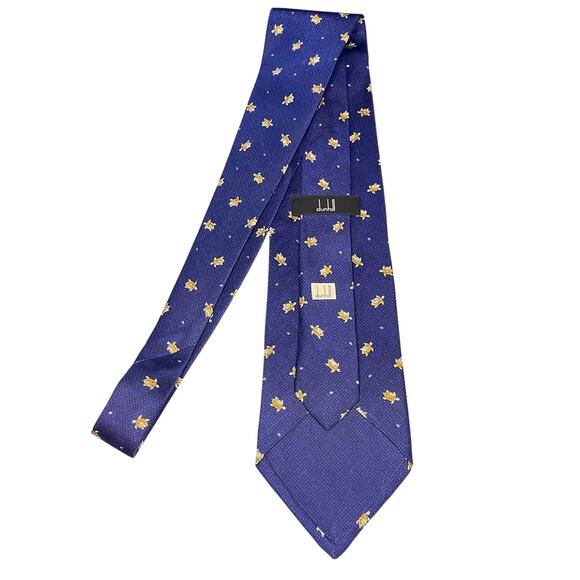 Dunhill Silk Tie – Navy Blue with Yellow Turtle Pattern – Great Condition - Picture 1 of 5